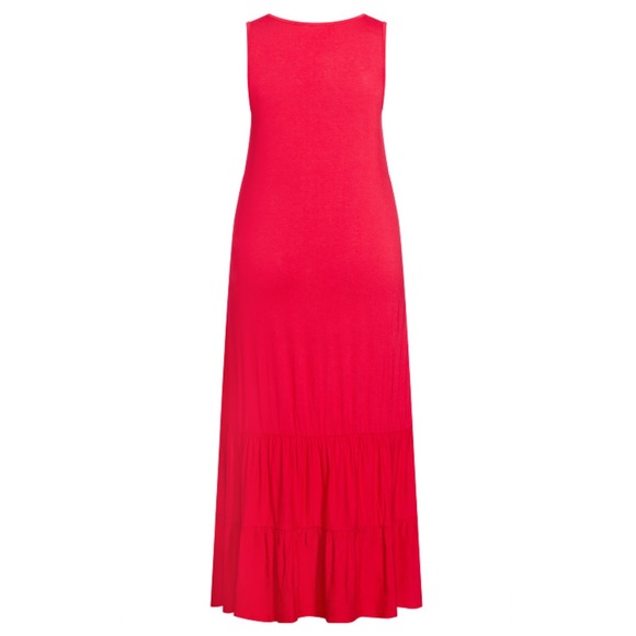 Evans 26/28W Persian Red Frill Hem Maxi Dress Q20.10 - Picture 4 of 6